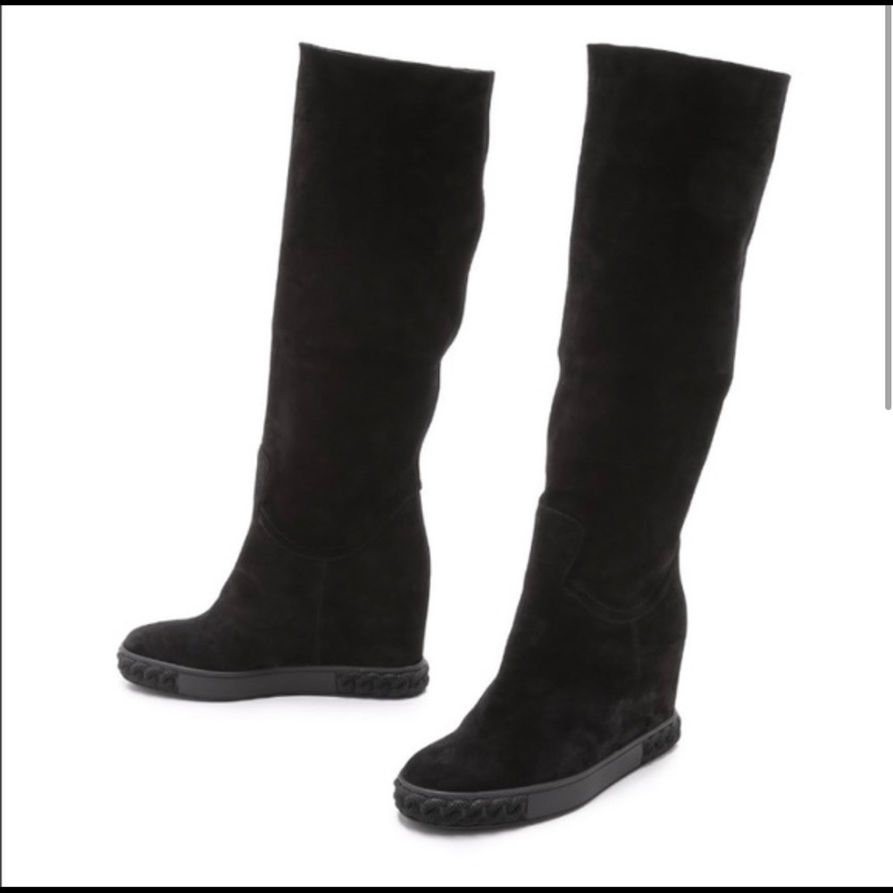 Fold over Casadei Black Wedge Boots